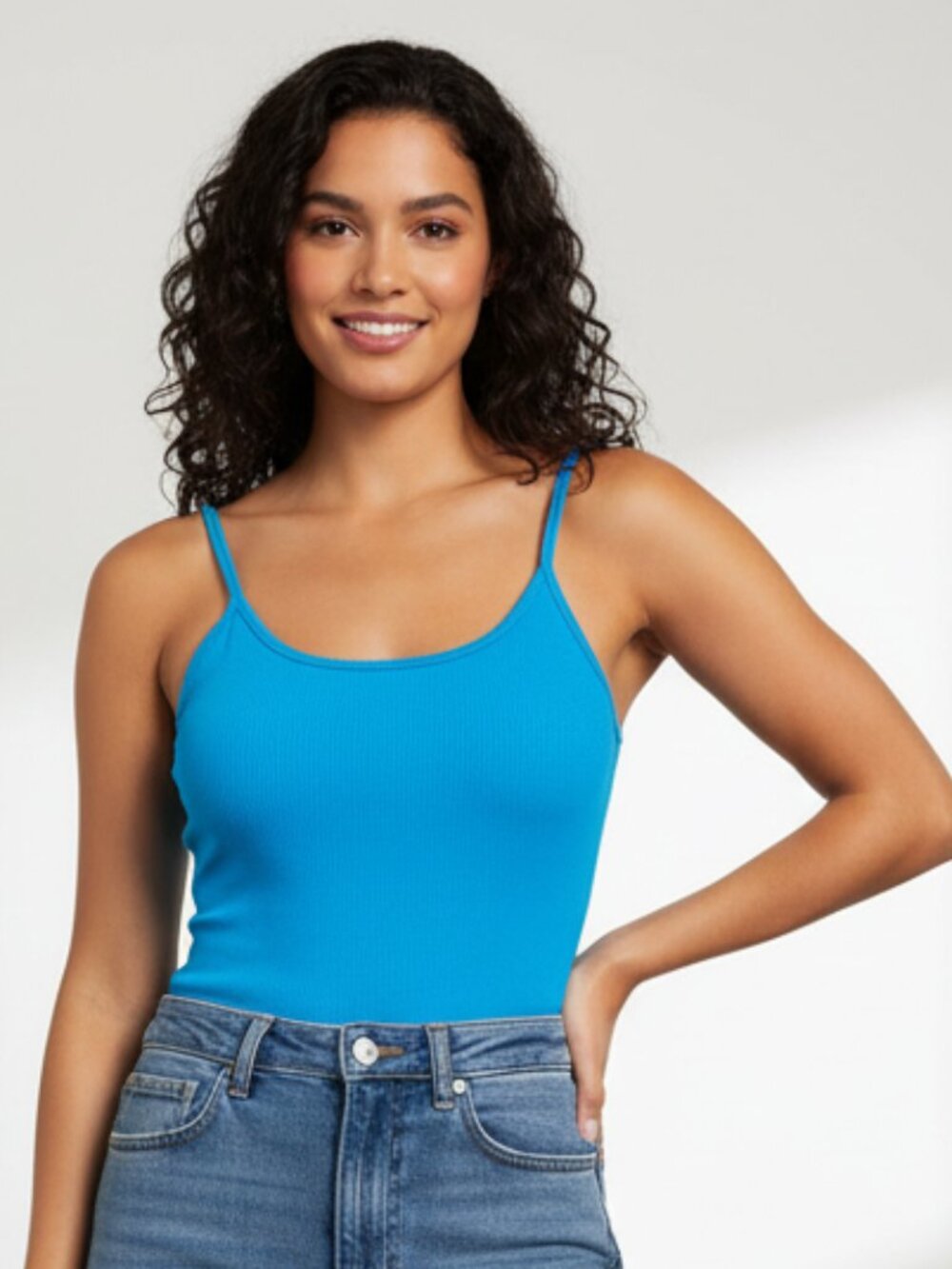 Lulus Ribbed Cami Bodysuit NWT Turquoise Blue Small Stretch Tank Top